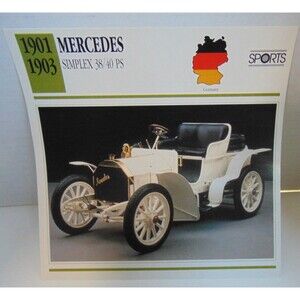 1901-1903 Mercedes Simplex 38/40 PS ATLAS EDITION Classic Car Info Spec Card